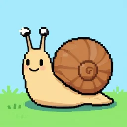 pixel art cartoon snail smiling