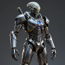 an alien wearing a mechanical battle armor, full body, octane render, photo realistic, hyper realistic, 8 k resolution