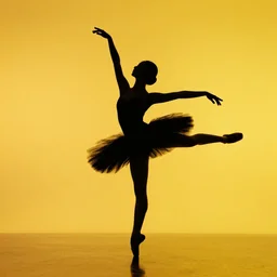 ballerina silhouette, photography, bright color background