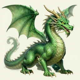 a green dragon, digital painting, trending on artstation, matte painting, highly detailed, intricate linework