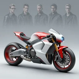 a digital concept art of future motorbike by geof darrow, jama jurabaev, john harris, greg rutkowski, and weta workshop. sci - fi, red, grey, white, silver. ultra clear detailed. octane render.