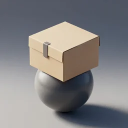 a box on top of a sphere photorealistic hdri octane render