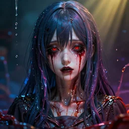 photorealistic scary ugly dramatic liquids anime girl render, detailed face, colorful, atmosphere cinematic, by wlop, by ilyu kuvshinov, soft shadows, be concept art, super detailed, unreal engine 5, octane render, 8 k, super realistic, ufotable studio art style, global illumination, trending in pixiv, god rays, japanese light novel cover, visual novel
