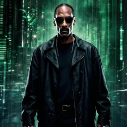 snoop dogg as neo from the matrix, movie poster, highly detailed, matrix background