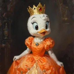 An ultra realistic portrait painting of Princess Daisy wearing his orange dress and golden tiara in the style of Frank Frazetta, 4k, Ultrarealistic, Highly Detailed, Dark Fantasy, Epic Lighting