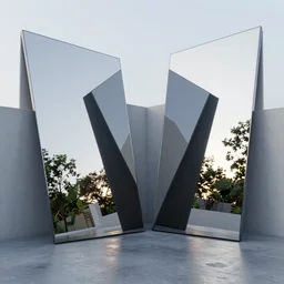 mirrors are at an angle to each other refracting each other recursively on a house in the style of zaha hadid, octane render 8 k