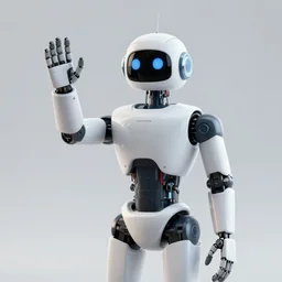 a robot waving goodbye to the last human on earth, abstract, highly-detailed