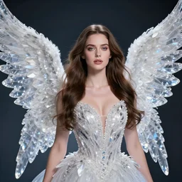 photo of a real - life bueatiful angel queen with crystal wings, highly detailed, 4 k, hdr, smooth, sharp focus, high resolution, award - winning photo