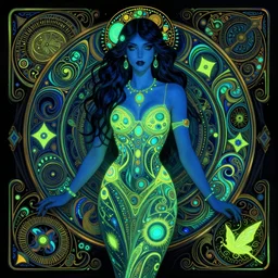 psychedelic acid trip, blacklight reactive, sexy, [[fantasy]], intricate, elegant, highly detailed, digital painting, artstation, concept art, matte, sharp focus, illustration, art by Artgerm and Greg Rutkowski and Alphonse Mucha