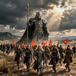 orange order marching into mordor with mr tayto leading the march, high - quality photo