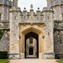 photograph of the entrance of a castle