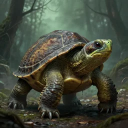 A turtle to end all horror, 4k realistic drawing scary horror terrifying