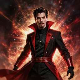 epic doctor strange wallpaper, black and red suit, dynamic lighting, photorealistic fantasy concept art, trending on art station, stunning visuals, terrifying, creative, cinematic