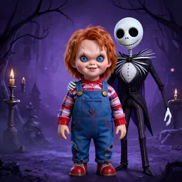 a macabre chucky by tim doyle and chris leib, from nightmare before christmas | detailed | elegant | trending on artstation