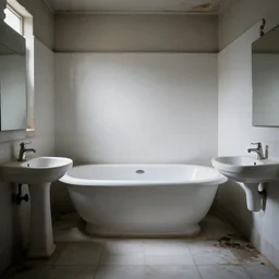 a photography of someone taking a bath, decayed space, abandoned bathroom, dark atmosphere, sharp focus, dramatic, dynamic lighting, elegant, open space, harmony, white background, masterpiece, by jenny saville, by ben aronson, by lucian freud, by riccardo federici, by james jean, by craig mullins, by jeremy mann, by krenz cushart, by huang guangjian, by gil elvgren, illustration, ink draw, pen