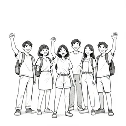 people rejoice at a new opportunity, sketch, ink