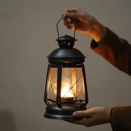 holding lantern