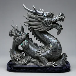 a dragon statue, diorite, carbon nanotubes, velvet, lumen reflections, anaglyph, intricate, detailed, hyperrealistic