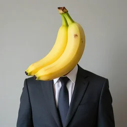 a man wearing a suit banana head