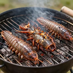 photo of tardigrades roasting on a grill, barbecue, food photography