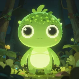a glowing humanoid figure plant monster with large eyes, highly detailed, digital art, sharp focus, trending on art station, plant, anime art style