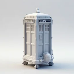 3 d sculpt of a technological device in the shape of a tardis missile rack covered in piping and antennae, ilm, star citizen halo, mass effect, starship troopers, elysium, the expanse, high tech industrial, artstation unreal