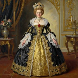 the royal queen christina hendricks by greg hildebrant lisa frank fancy rococo baroque regal oil painting high quality award winning clothed in fancy garb
