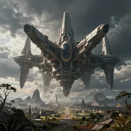alien megastructure, wide angle shot, in the style of Wadim Kashin