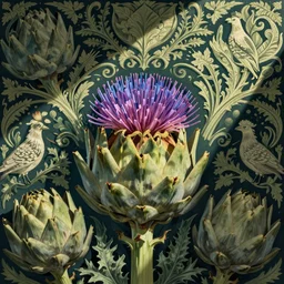 ornate botanical pattern, artichoke, henry gille, william morris