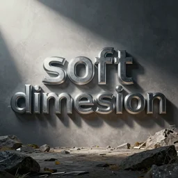 the text'soft dimension'in futuristic font