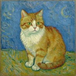 an oil painting of a cat by van gogh