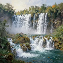 Cascading waterfalls in paradise , Ivan Aivazovsky