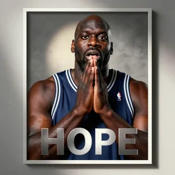 Surprised Shaq, in the style of a Hope Poster