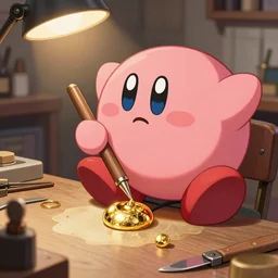 kirby working as a goldsmith, digital art