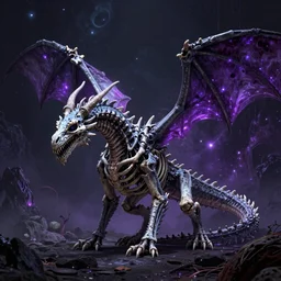 Full Skeleton Dragon Creepy cosmic color scheme Unreal Engine