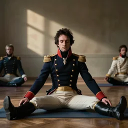 photo, napoleon bonaparte sitting twine, legs widely spread, yoga class