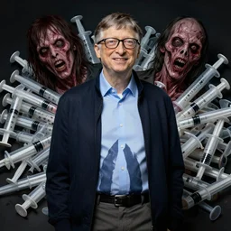 bill gates full body portrait, piles of syringes behind him, body horror, by junji ito and francis bacon, hunter s thompson feeling of grimdark, sharp focus, fiction, hyper detailed, digital art, trending in artstation, cinematic lighting, studio quality, smooth render, unreal engine 5