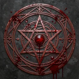 detailed photorealistic matte painting bloody ritual magic circle arcane glyph pentagram sigil greg rutkowski