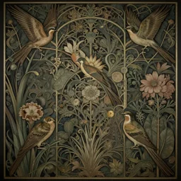 breathtaking detailed concept art painting art deco pattern of birds amalmation blend of flowers and birds, by john james audubon, bizarre compositions, exquisite detail, extremely moody lighting, 8 k