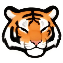 tiger logo, cute, sleeping, cartoon, simply, angular, black, orange, white
