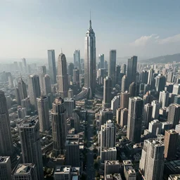 Giant megacity looming across the landscape, dystopian, post apocalyptic, XF IQ4, f/22, ISO 200, 1/160s, 8K, RAW, unedited, symmetrical balance, in-frame