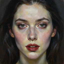 close up face of a beautiful female (((((vampire portrait))), oil on canvas, artgerm, norman rockwell, craig mulins, trending on pxiv,