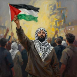 dramatic painting of freedom for palestine