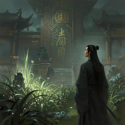 by greg rutkowski, zhang yimou, painting of an xianxia looking into distance with chinese dargon in the background, cinematic lighting, film concept art, beautiful sophisticated intricate background, wide angle. fantasy, godray on plants, tranding on artstation, soft lighting, fantasy style art, dramatic lighting, 4 k, concept art
