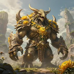 highly detailed portrait photo of a huge mûmakil-mannoroth-大菊花 in a scenic dystopian environment, hyperrealistic Illustration