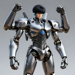 Hajime Sorayama designed Metallic  robot with 4 arms powerful and muscular , cgsociety, octane render, trending on artstation, artstationHD, artstationHQ, unreal engine, 4k, 8k,