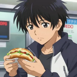 ryosuke takahashi getting food at a drive - through, initial d anime screenshot, initial d anime 1 0 8 0 p, initial d stage 3, detailed face