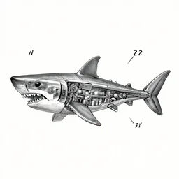 patent application diagram of mechanical shark, patent office illustration of mechanical shark