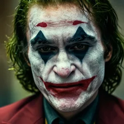 willem dafoe as the joker, movie poster, superrealism, quality, post - production, image depth, focus, fine details, skin pores, makeup, gloomy, mysterious, hazy, 8 k