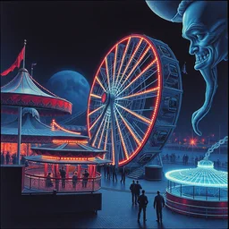 a rough amusement park, flexography, by wayne barlowe, igor morski, schlieren, magnification, trending on pixiv